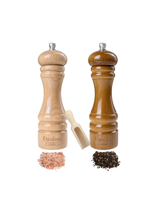 Creative Manual Set Spice Mills made of Wood in Beige Color 18cm 2pcs