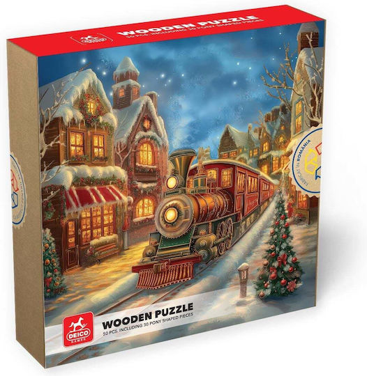 Дървено Детски Пъзел Santa 50бр D-Toys