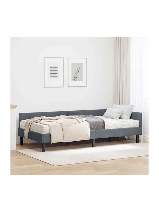 Ein Einzelbett Mit Samt Grau Mit Lattenrost & M...