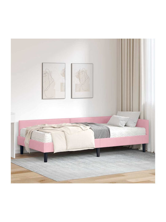 Einzelbett Mit Samt Grau Mit Lattenrost & Matra...