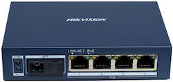 Convertor Media Gigabit 4 X Rj45 Poe 1 X Sc Single-mode Bi-direcțional 20 Km Hikvision Ds-3d504tp-a