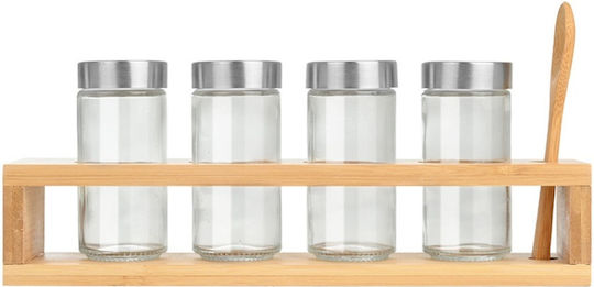 Estia Bamboo Essentials Suporturi de Condimente din Bambus pe Suport Transparentă 4buc