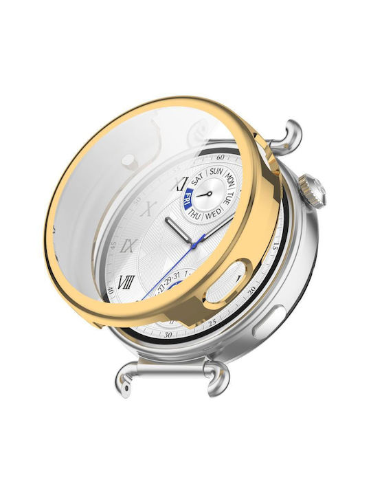 Tempered Film Integrated Силиконов Калъф със Стъкло в Златист цвят за Huawei Watch GT 6 41mm