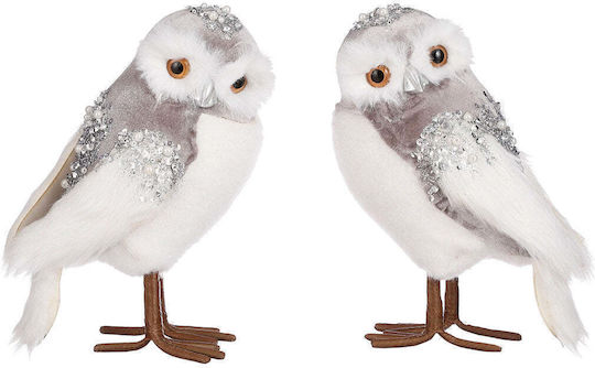 MSA Weihnachtsfigur Eule Silber 2 Stück L15 W11 H22cm Schaum