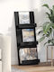 vidaXL PU Magazine Rack Black 43x11x102cm