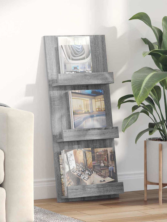 vidaXL PU Magazine Rack Gray 43x11x102cm