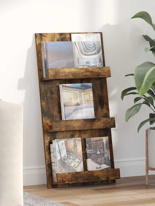 vidaXL PU Magazine Rack Brown 51x11x102cm