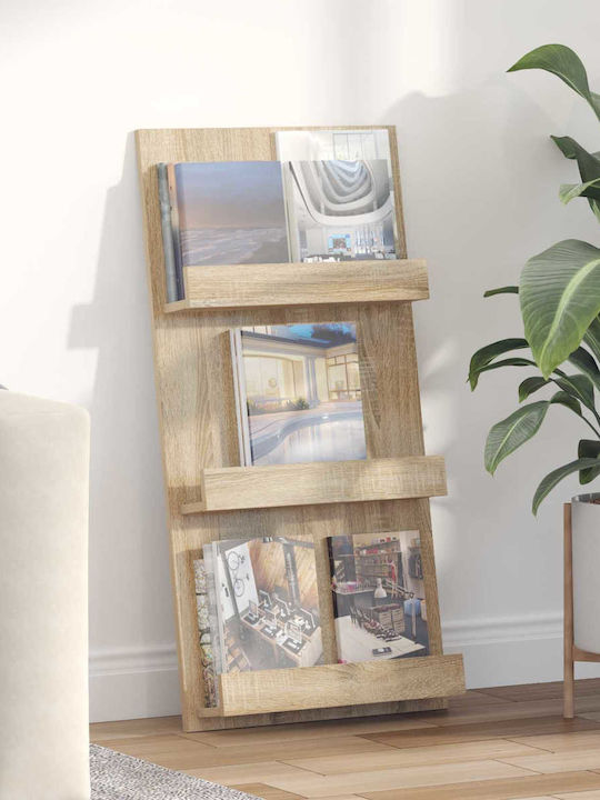 vidaXL PU Magazine Rack Brown 51x11x102cm