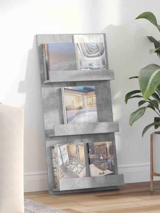 vidaXL PU Magazine Rack Gray 51x11x102cm