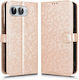 Husă Cu Capac Pliabil T Phone 3 5g Wallet Romboid Auriu