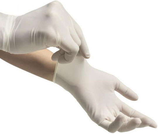 GMT Super Gloves Handschuhe Latex Puderfrei in Weiß Farbe 100Stück