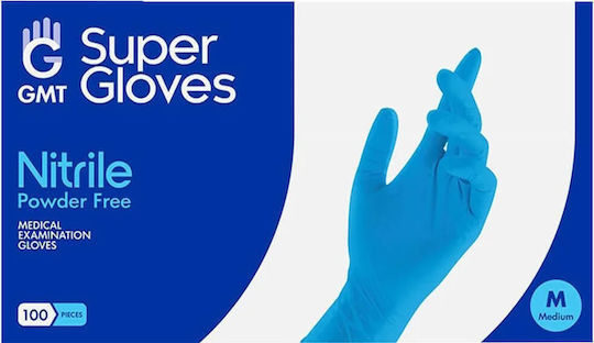 GMT Super Gloves Nitrile Examination Gloves Powder Free Blue 100pcs