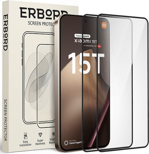 2x Hartes Glas Xiaomi 15t Erbord 3d Vollständiger Displayschutz Schnell Vollbild