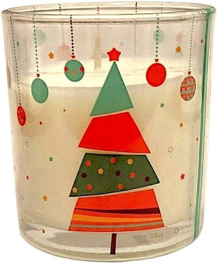 Bolsius Christmas Glass White Candle 8cm