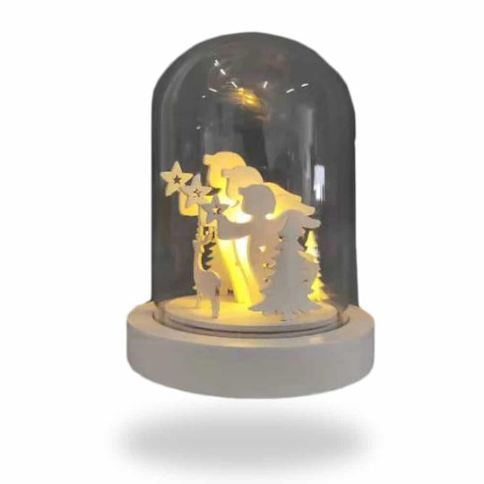 Crăciun Iluminată Ornamental Borcan cu Ingeras Baterie 7x18.5cm 1buc