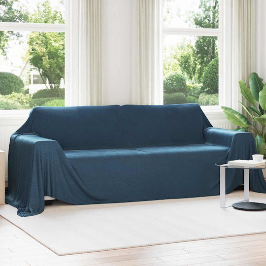 vidaXL Ριχτάρι Τριθέσιου Καναπέ Fleece 350x270εκ. Σκούρο Μπλε