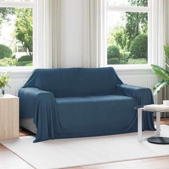 vidaXL Ριχτάρι Πολυθρόνας Fleece 280x210εκ. Σκούρο Μπλε