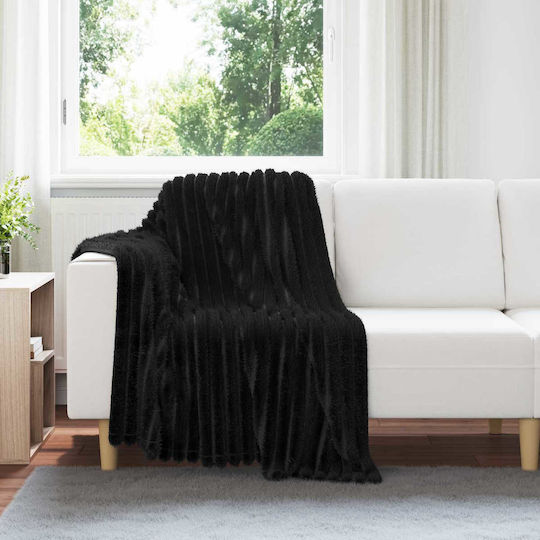 vidaXL Decken & Couchdecken Sesselüberwurf Fleece 150x130cm Schwarz