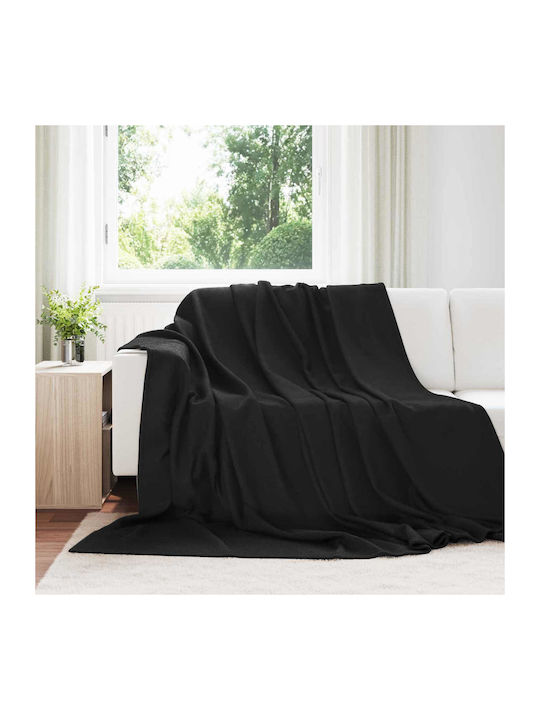 vidaXL vidaXL Sofa Throw 2 Seater Fleece 270x240cm Black