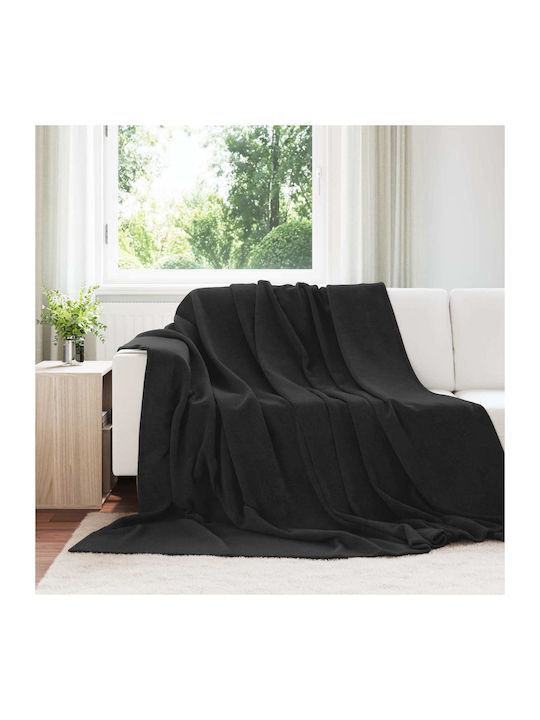 vidaXL Ριχτάρι Διθέσιου Καναπέ Fleece 220x240εκ. Μαύρο