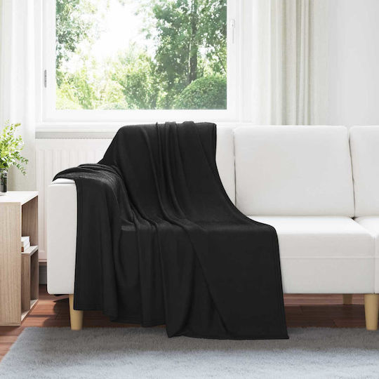 vidaXL Cuvertură Pentru Canapea De Fotoliu Polar Fleece 170x130cm Neagră