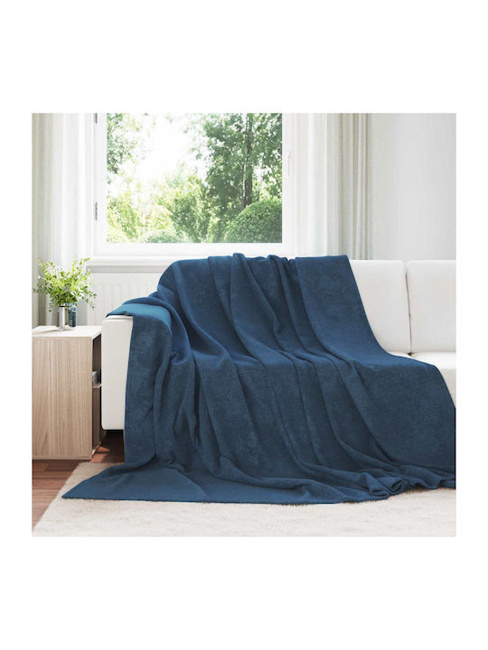 vidaXL vidaXL Sofa Throw 2 Seater Fleece 220x240cm Dark Blue