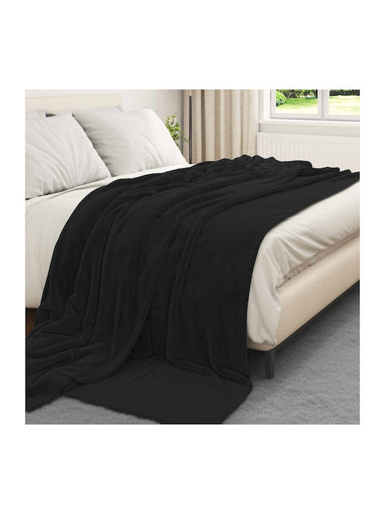 vidaXL Ριχτάρι Τριθέσιου Καναπέ Fleece 240x270εκ. Μαύρο