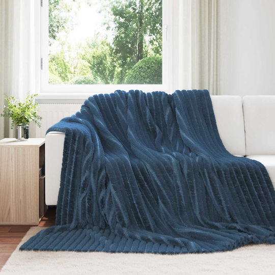 vidaXL Ριχτάρι Πολυθρόνας Fleece 240x220εκ. Σκούρο Μπλε