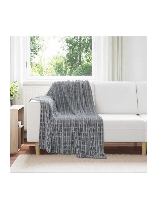vidaXL Ριχτάρι Πολυθρόνας Fleece 150x130εκ. Σκούρο Γκρι