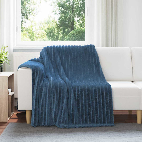 vidaXL Ριχτάρι Πολυθρόνας Fleece 200x150εκ. Σκούρο Μπλε