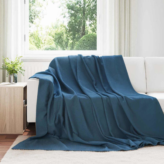 vidaXL Ριχτάρι Διθέσιου Καναπέ Fleece 270x240εκ. Σκούρο Μπλε