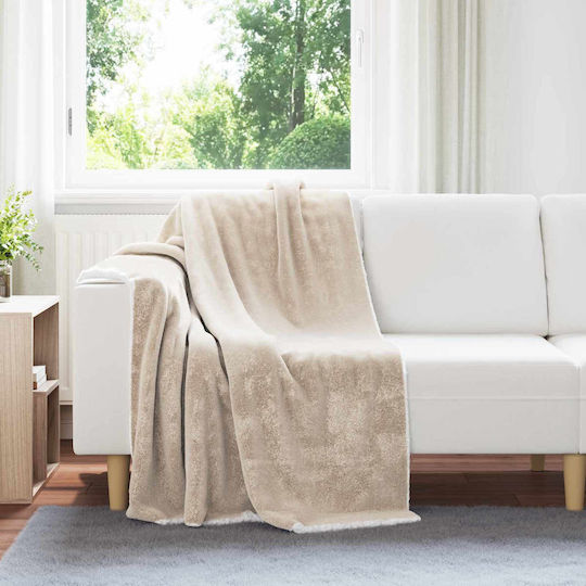 vidaXL Κουβέρτα Fleece Καναπέ 130x150εκ. Μπεζ