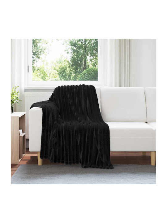vidaXL Fleece Decke Einzeln 150x130 cm Schwarz