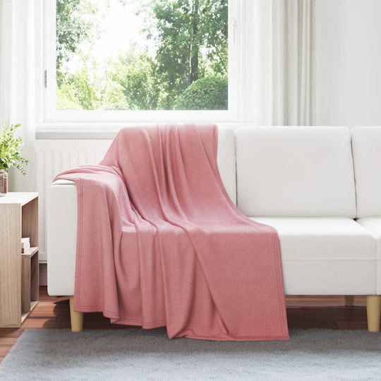 vidaXL Κουβέρτα Fleece Μονή 170x130εκ. Ροζ