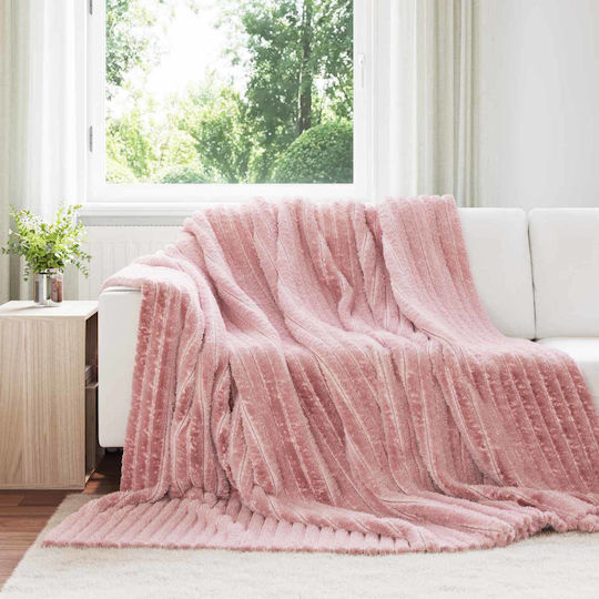 vidaXL Κουβέρτα Fleece Υπέρδιπλη 240x220εκ. Ροζ