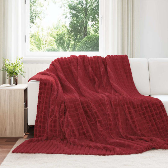 vidaXL Κουβέρτα Fleece Υπέρδιπλη 240x220εκ. Βεραμάν, Κόκκινο