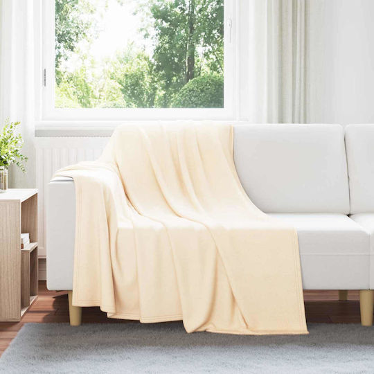 vidaXL Κουβέρτα Fleece Διπλή 200x150εκ. Κρεμ