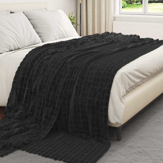 vidaXL Fleece-Decke King Size 270x240cm Schwarz