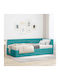Single Bed Upholstered with Velvet Turquoise Velvet with Slats and Mattress 100x200cm