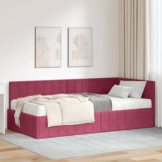 Einzelbett Mit Samt Grün Samt Rot Mit Lattenrost & Matratze 100x200cm