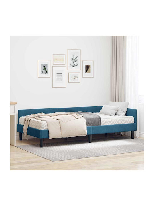 Einzelbett Mit Samt Blau Mit Lattenrost & Matra...