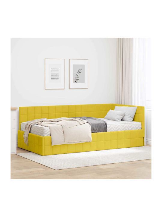 Einzelbett Mit Samt Gelb Samt Mit Lattenrost & Matratze 94x200cm