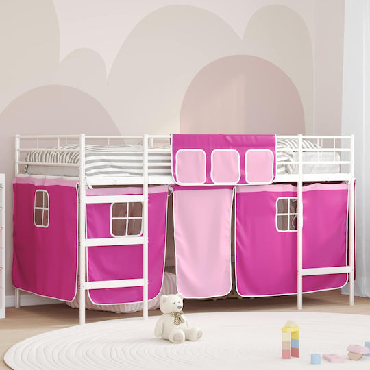 Pat pentru Copii Loft Bed Single Alb pentru Saltea 80x200cm