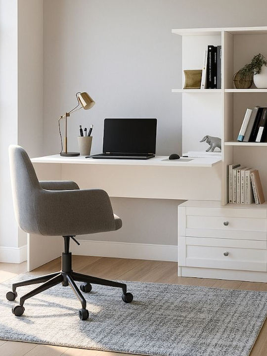 Schreibtisch Mantra Holz mit Bücherregal White ...