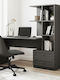 Schreibtisch Mantra Holz mit Bücherregal Charcoal 150x60x152cm