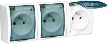 Simon Aquarius Triple Socket Splash-proof Ip54 Transparent Flap White Aqgz1-3z/11a