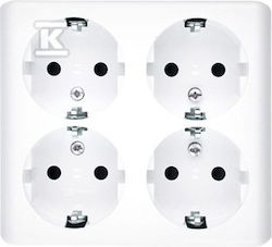 Simon 54 Surface-mounted Schuko Quadruple Socket Screens Scandinavian Version Quick-release White Egsz4snz/11 Simon 54 Surface-mounted Schuko Quadruple Socket Screens Scandinavian Version Quick-release White Egsz4snz/11