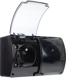 Socket N T Double 2x2p+ Ip44 Black Transparent Socket N T Double 2x2p+ Ip44 Black Transparent