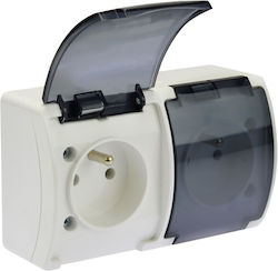 Double Socket U Hermetic N T Ip44 White Smoke Flap 162-51 Double Socket U Hermetic N T Ip44 White Smoke Flap 162-51