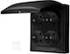Simon Aquaclick Power Socket 4x IP44 Lid In Black Colour Front Tracks Acgsz4z/49